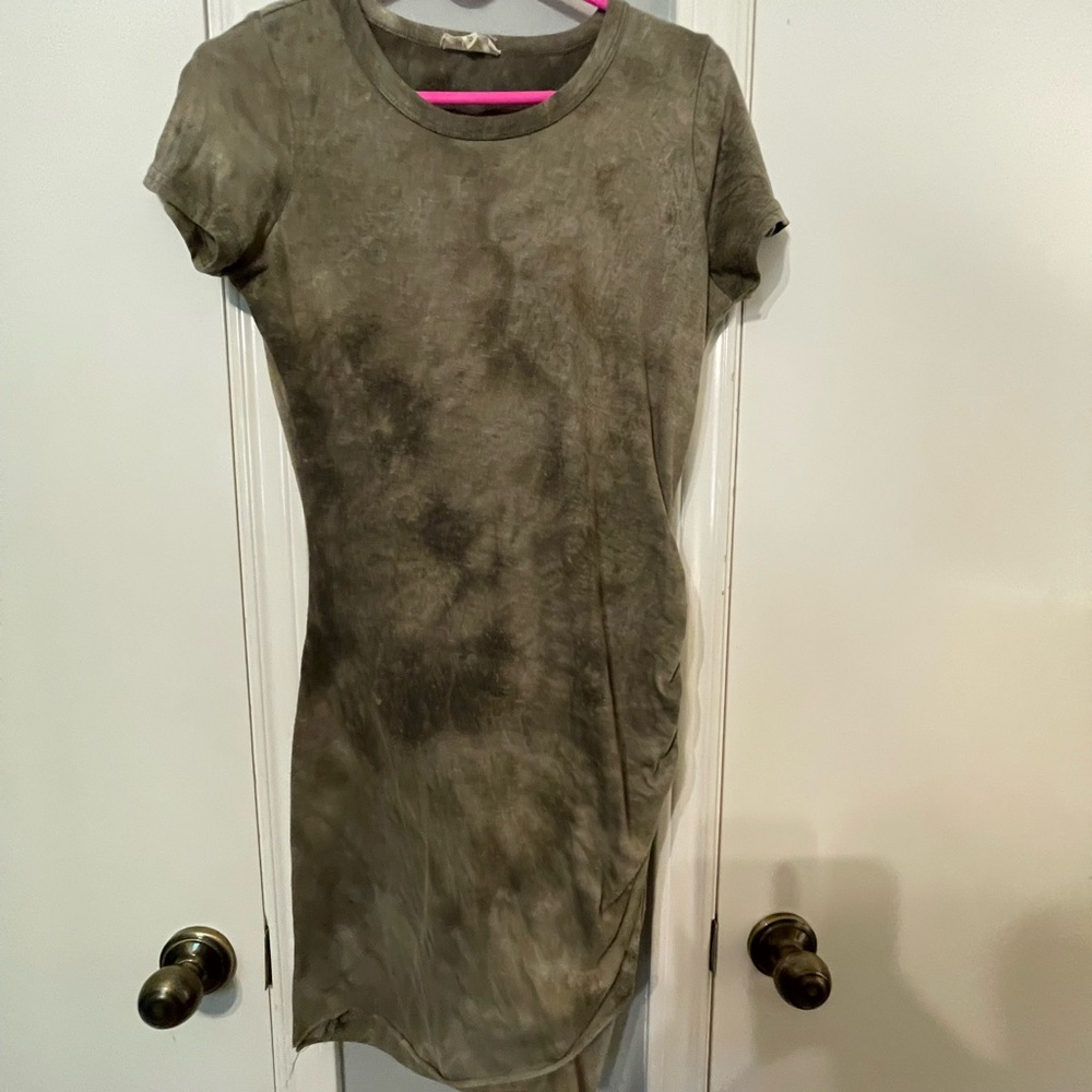 Olive ruffle mini dress